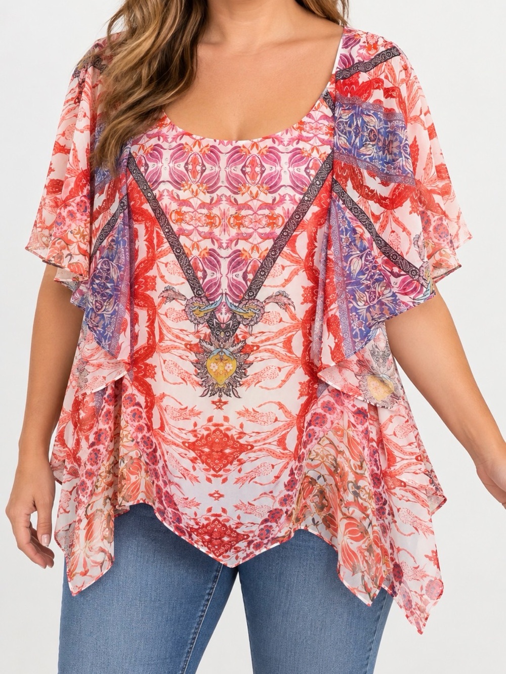 City Chic Gingelly Top M 18 1X NWT Boho Rhinestone Print women’s plus